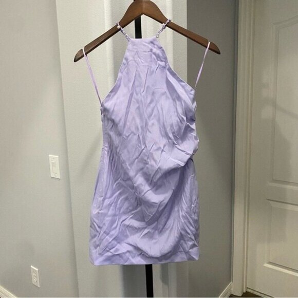 Gauge81 Lilac Purple Halter Mini Sleeveless Dress Size XS Evening Silk Pearl - Picture 1 of 6